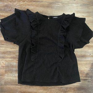 Express Textured Double Ruffle Top